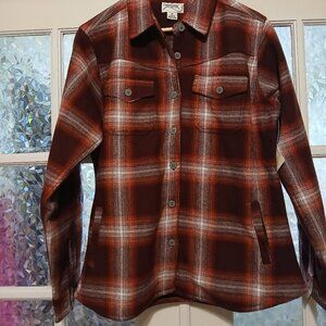 Women's Red Plaid Wool Style Barn Jacket shacket